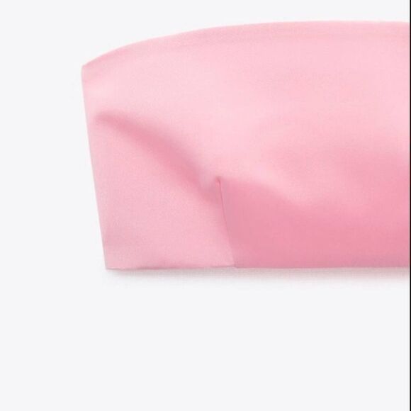 Zara NWT Cropped Bandeau Top Pink Size M Limited Edition Bloggers Fav - Picture 9 of 10